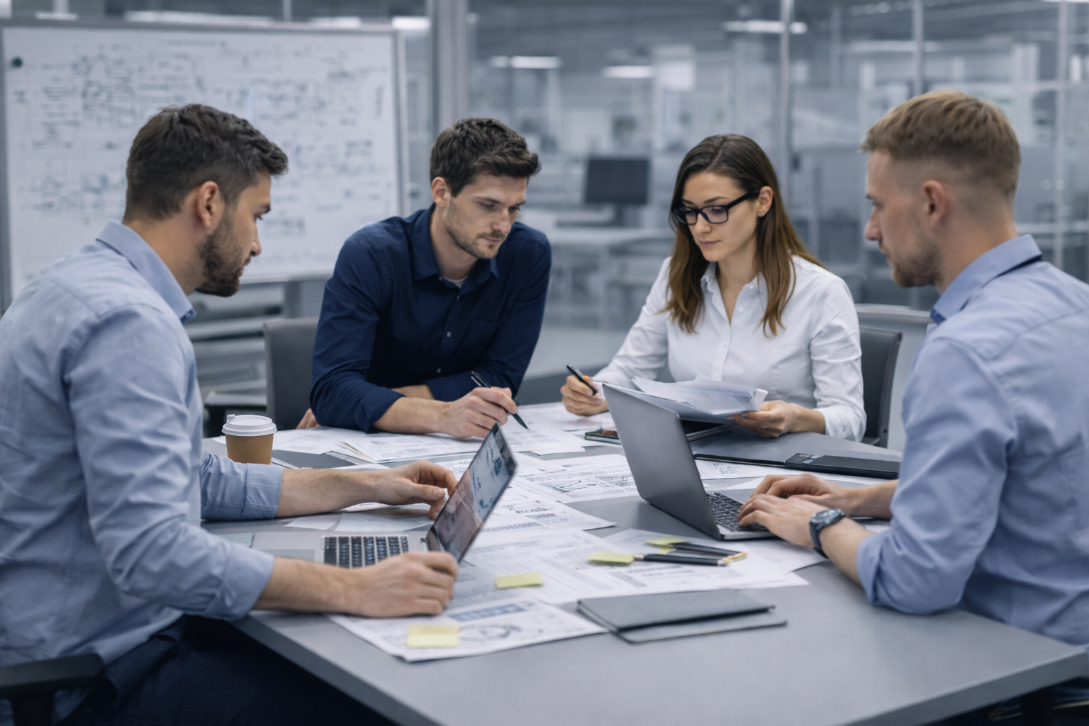 spotkanie dotyczące projektowania strategii r&d w firmie technologicznej